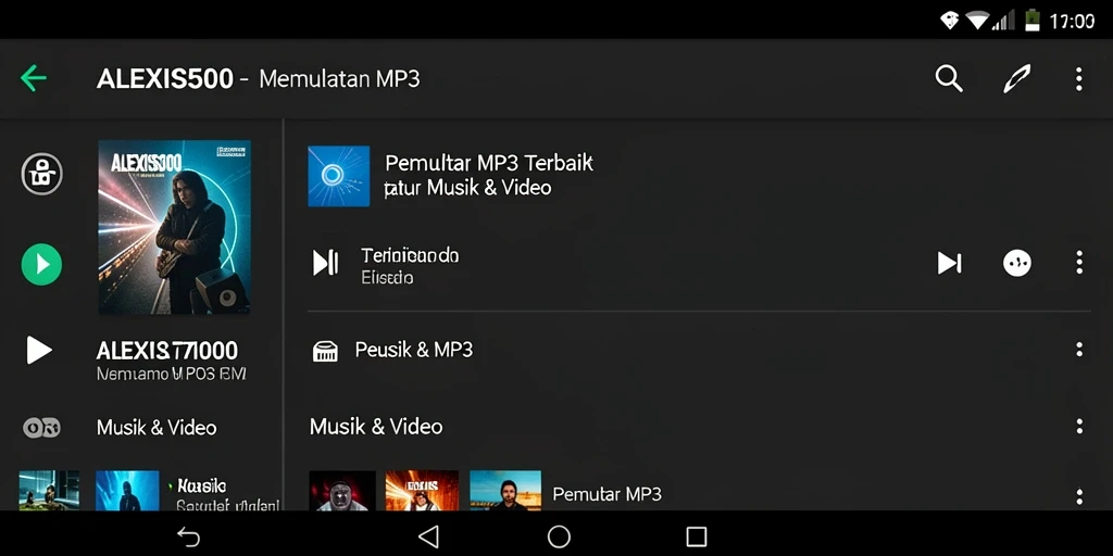 Tampilan antarmuka ALEXIS500 yang intuitif untuk Pemutar MP3