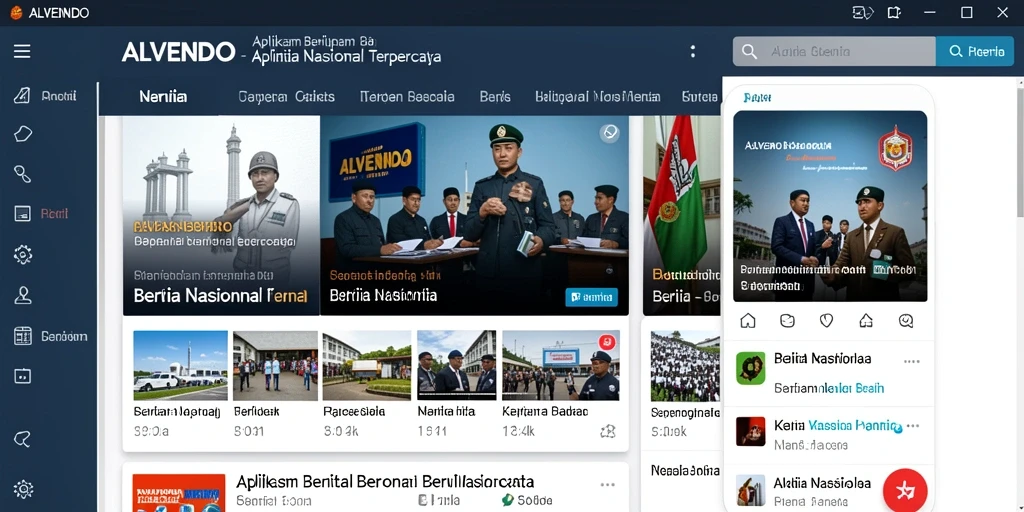 Tampilan antarmuka pengguna ALVENDO yang menampilkan berita nasional terkini.