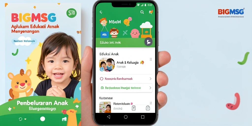 Antarmuka aplikasi BIGMSG untuk pembelajaran anak-anak yang interaktif.
