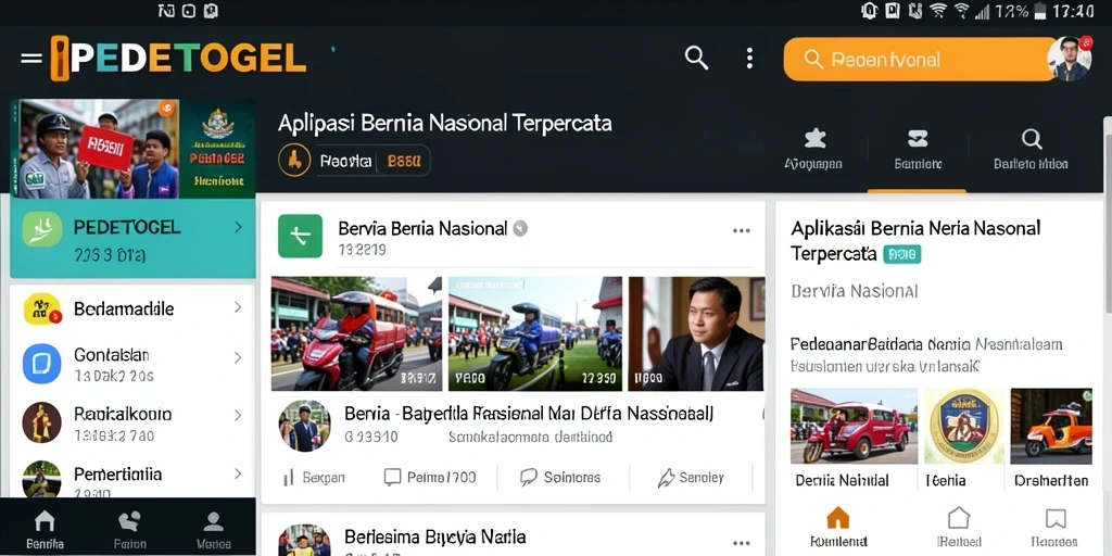 Tampilan antarmuka PEDETOGEL dengan berita nasional terbaru.