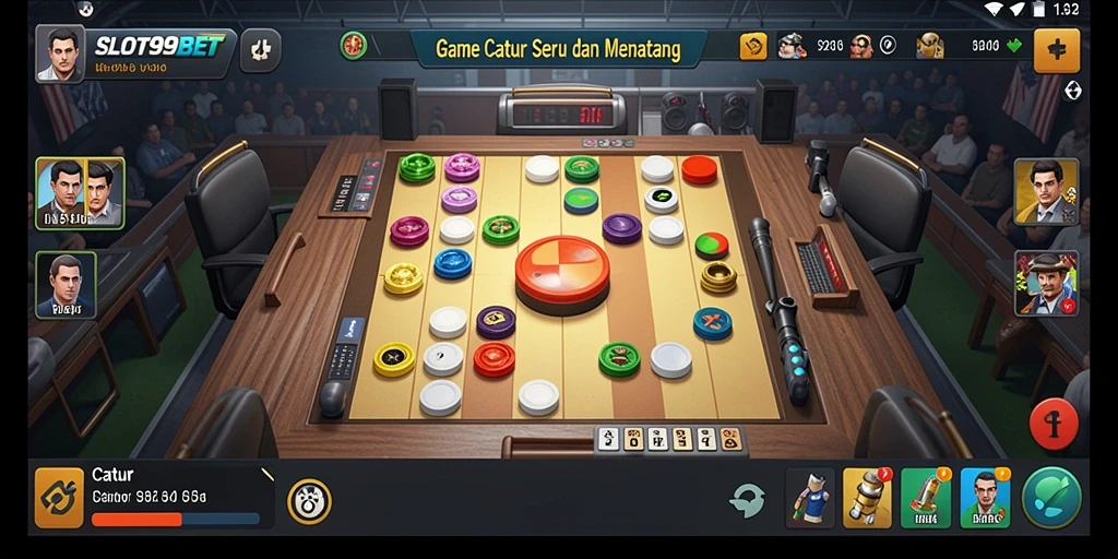 Antarmuka SLOT99BET yang menampilkan papan catur dan potongan.