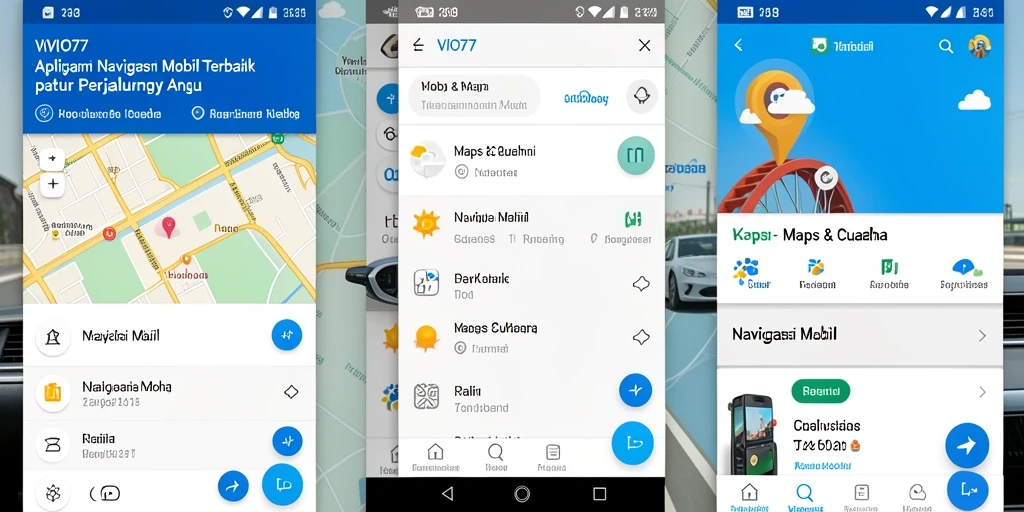 Antarmuka pengguna VIO77 saat navigasi mobil yang jelas dan informatif.