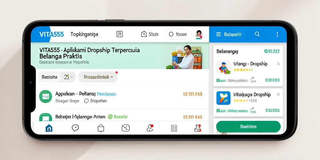 Tampilan antarmuka VITA555 yang menarik dan mudah digunakan untuk proses Dropship.
